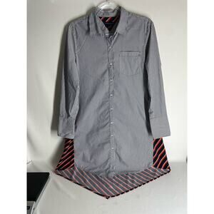 Tommy Hilfiger Striped Two Tone Classic Tommy Print Button Down Shirt Dress S